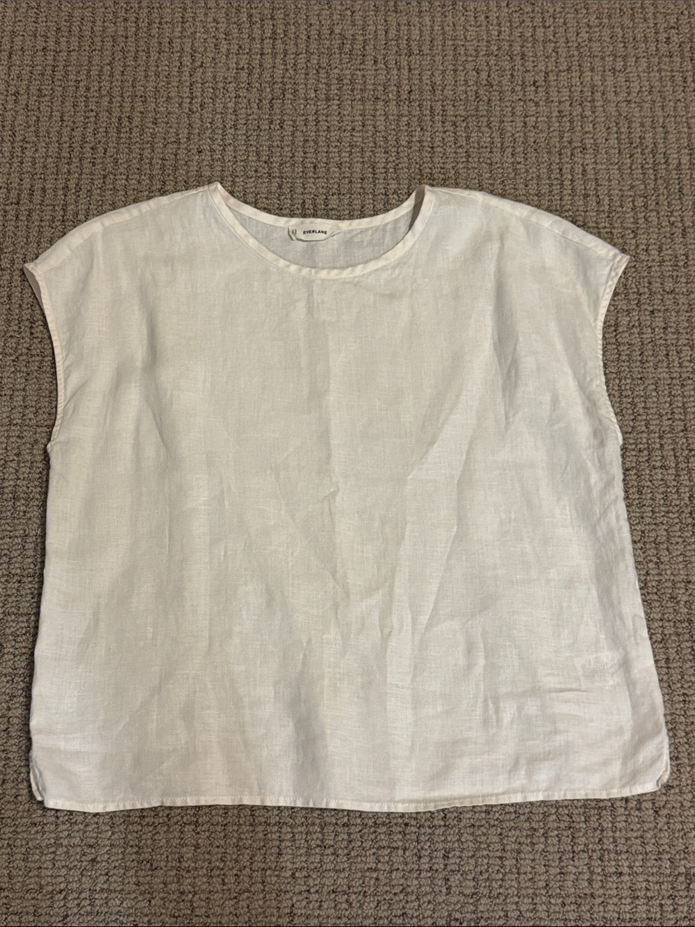 Everlane White Linen Boxy Cap-Sleeve Top